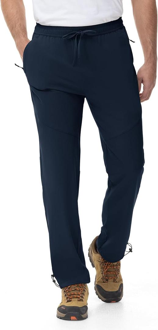 Rdruko Men's Lightweight Hiking Pants Athletic Quick Dry Water Resistant Casual Pants with Zipper Pockets for Outdoor (Blue, S)