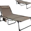 KingCamp Tanning Chair with Face Hole, Lounge Chairs Outdoor Folding Portable Comfy Adjustable 5-Position Lay Flat Foldable Chaise Chaser Lounger for Outside Beach Patio Sun Bathing Pool, Beige