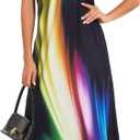 Women's Maxi Sunflower Dresses Sleeveless Long Tie Dye Dress Casual Sundresses with Pockets (10158rainbow)