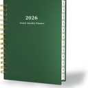 3 x Ymumuda 2026 Planner, Daily Weekly and Monthly PlannerJan 2026 - Dec 2026, 8.4" x 6.3", 2026 Calendar Planner Book with Tabs, Spiral Notebook with Inner Pocket for Office Home School Supplies (L-Deep Green)