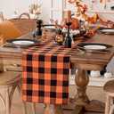 Softalker Fall Checkered Table Runner - Orange Buffalo Plaid Halloween Thanksgiving Stain Resistant Washable Table Decoration for Dining/Parties/Holiday Decor, 13 x 90 Inch