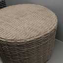 Asuprui Pouf Ottoman Stuffed Round Modern Foam Filled Ottoman Foot Rest Poufs for Living Room Chair Decorative Boho Foot Stool for Wedding Christmas Party (Light Brown)