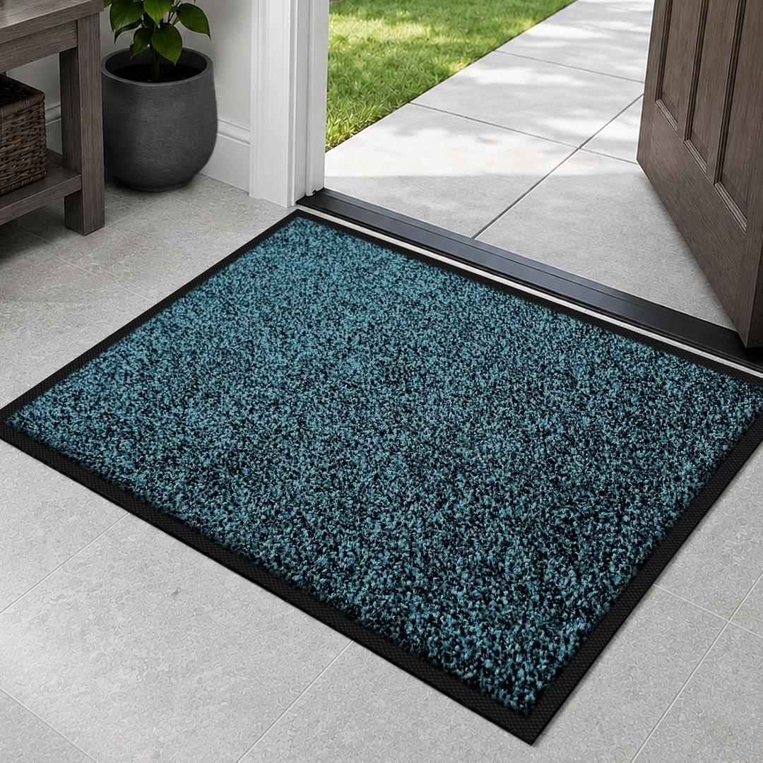 Super Absorbent Front Door Mat, 72" x 48", Non-Slip Washable Indoor Doormats, Low Profile Entryway Rug Outdoor, Dirt Resistant Welcome Mats for Front and Back Door Entrance, Blue