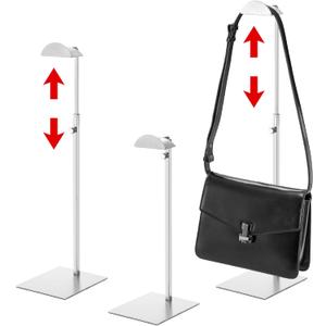 Hacaroa 3 Pack Purse Display Stand Stainless Steel, Adjustable Height Metal Handbag Holder Single Bag Jewelry Display Rack for Home, Boutique Store, Silver