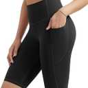 ODODOS Women's High Waist Lounge Yoga Shorts with Pockets, 4"/6"/8"/10" Buttery Soft Biker Shorts (Medium, Black)