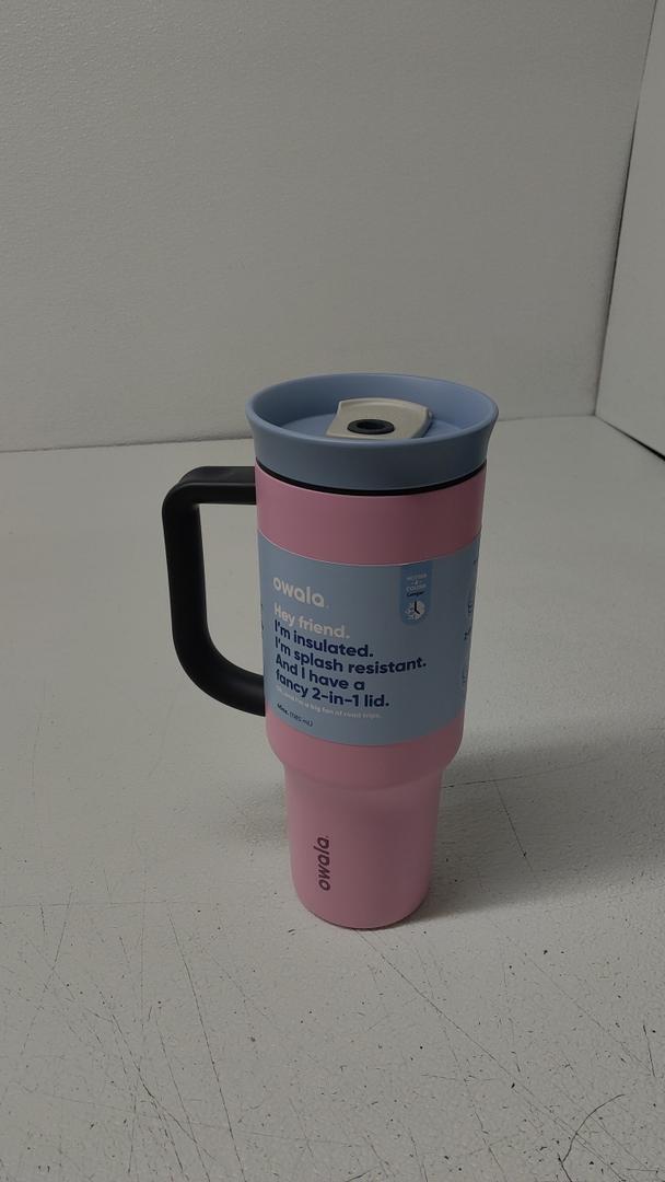 Owala 40 oz Stainless Steel Tumbler, color is Pink Skies