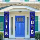 Blue and Black Senior 2026 Porch Sign Banner, Graduation Party Decorations 2026 Senior Door Banner, Class of 2026 High School Congrats Grad Party Supplies for Her or Him Outdoor Indoor