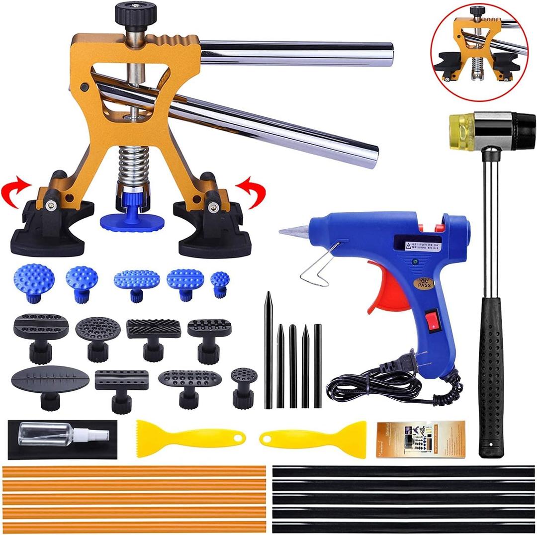 Auto Body Dent Repair Kit, Car Dent Puller with Golden Dent Puller for Auto Body Dent Removal, Minor Dent and Deep Dent Removal