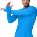 Boladeci Men's UPF 50+ Sun Protection Lightweight Hoodie Shirts Long Sleeve Fishing Shirt SPF UV Hiking Swim (X-Large, Azure)