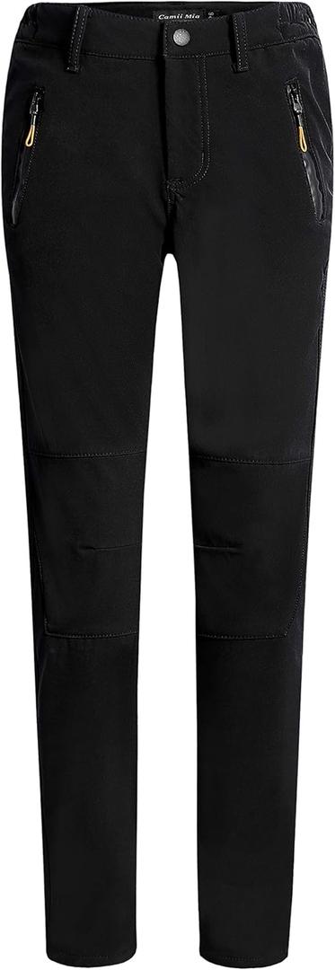 Camii Mia Women's Winter Warm Outdoor Slim Windproof Waterproof Ski Snow Fleece Hiking Pants (38, Black)