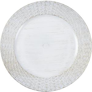 13" Chargers for Dinner Plates, Set of 6 Chargers for Dinner Plates, Plates for Party Table Decor (Vintage White)