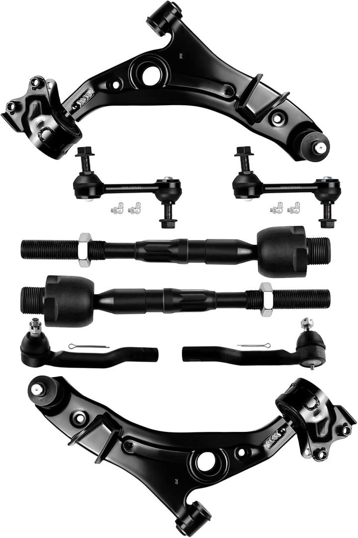 8-PC SET Suspension Kit fit 2007-2014 for Ford Edge for Lincoln MKX Front Lower Control Arm and Ball Joint Outer Inner Tie Rod End Sway Bar Link