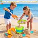 Shemira Collapsible Beach Sand Toys for Kids Toddlers, Collapsible Sand Bucket and Sifter Shovels Set with Mesh Bag, Travel Beach Sandbox Toys for Boys Girls 3 4 5 6 7 8 9 10, Beach Essentials