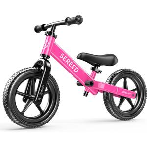 SEREED Toddler Balance Bike 2 Year Old, No Pedal Kids Toy Bike for 2-5 Years Old, Tool-Free Adjustment, Gift for 2-3 Boys Girls, Customize Plate with 3pcs Stickers (Rose Pink)