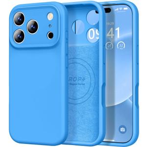 Vooii Magnetic for iPhone 17 Pro Case, Compatible with Magsafe (Premium Liquid Silicone) (Integrated Camera Control Button) Full Body Protective Anti-Scratch Microfiber Lining 6.3", Blue