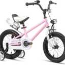 Fantacy Kids Bike, 12-20 Inch Children Bicycle for 2-13 Years Old Boys Girls, Kids Bicycle with Water Bottle Holder & Headlight & Training Wheels, Multiple Colors (Pink)
