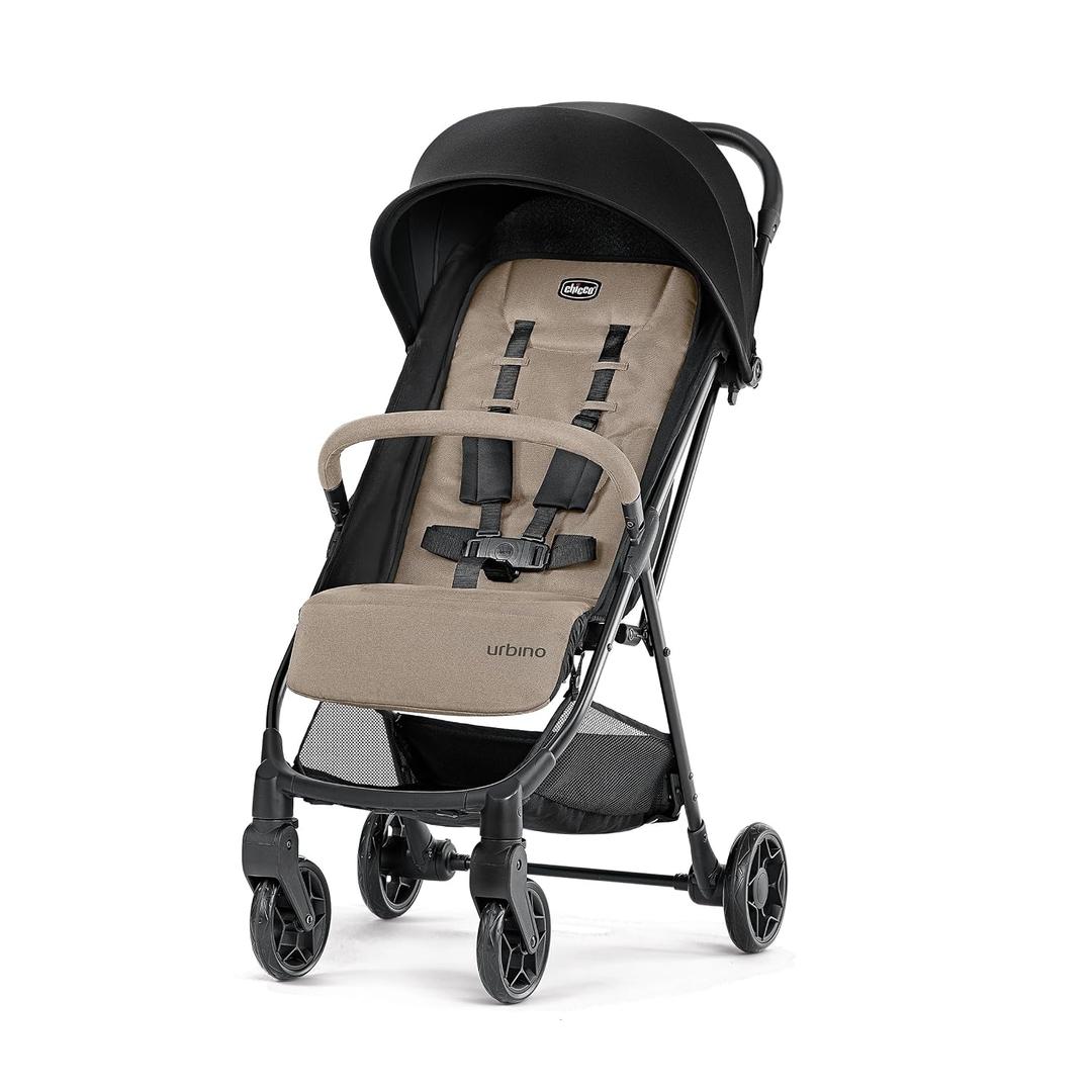 Chicco Urbino Quick-Folding, Compact Stroller with Canopy, Lightweight Frame Umbrella Stroller, for Use with Babies and Toddlers up to 50 lbs. | Oat/Beige