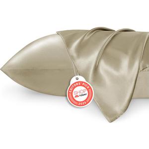 Bedsure Satin Pillowcase 2 Pack Similar to Silk Pillow Cases Standard Size, Pillow Case for Sleeping Women with Envelope Closure, Gifts for Women Men, Khaki, 20x26 Inches, 2 Pcs