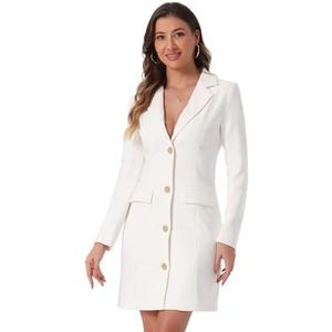 Allegra K Women's Blazer Dress Notched Lapel Collar Teacher Office Work Jackets Outfits, Small