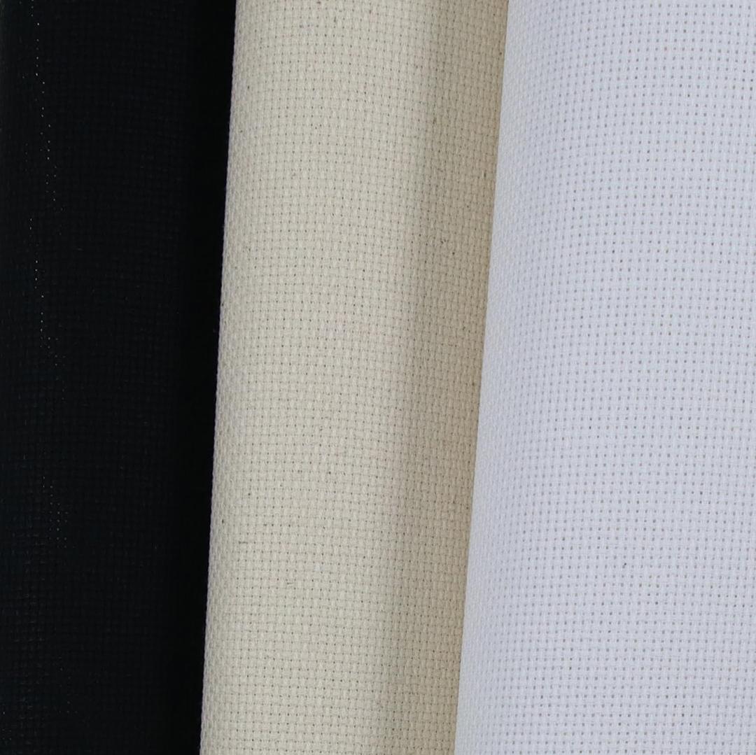 KCS 3 pc of 15" x 18"(38cmx45cm) Counted Cross Stitch Cotton Aida Cloth Needlework Rolled Fabric Box,18CT,White+Oatmeal+Black