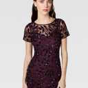 Adrianna Papell Women's Beaded Gown with Godets, Night Plum, 18