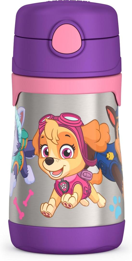 THERMOS Vacuum Insulated Stainless Steel 10oz Straw Bottle, Paw Patrol Girl