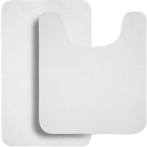 Bathroom Rugs Set 2 Pieces,Thin Bathroom Mats,Toilet Rugs,Quick Dry,Non-Slip,Machine Washable,Low Pile,Absorbent Bath Mats,Shower,Sink,Home Decor Accessories.White,1'5"x2'3"+1'8"x2" U Shape