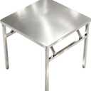 Portable Stainless Steel Metal Folding Table 31.5"x31.5" No-Assembly | Heavy Duty Kitchen Prep Table Square Stainless Steel Work Table for Kitchen Garage,Workshop,Outdoor BBQ, 31.5 x 31.5 x 29.5 inches