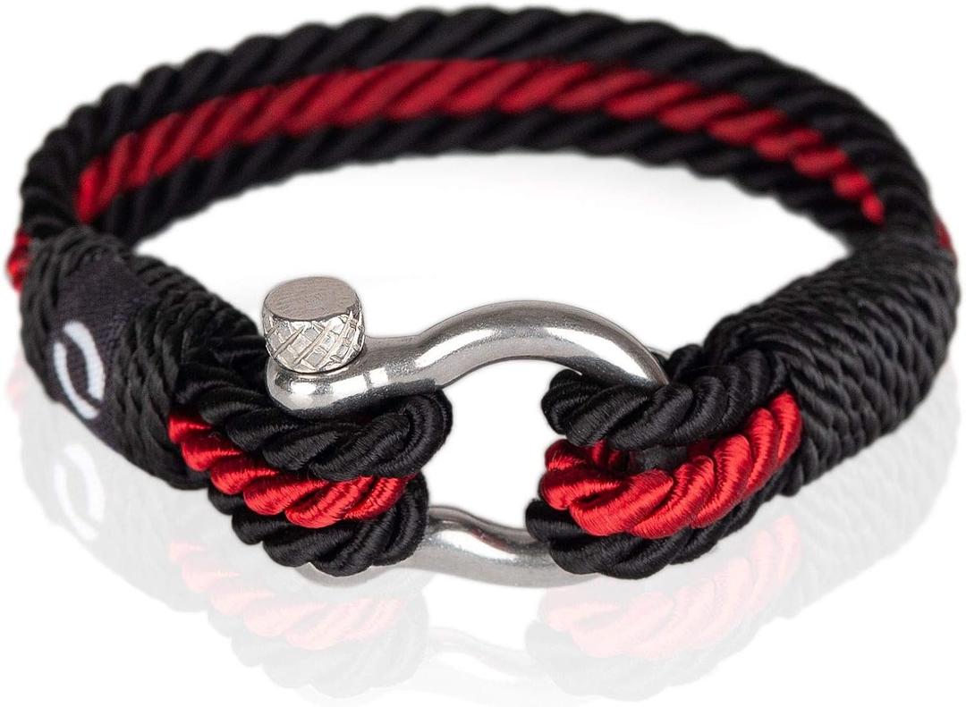 Paracord Bracelet for Men - Twisted Rope Bracelets for Men, Handmade Mens Bracelets Jewelry, Boyfriend Gifts Birthday, Pulseras Para Hombres, Men's Bracelet Gifts for Son, 3 Pack (8.5, Red)