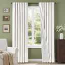 100% Blackout Curtains for Bedroom Linen Textured Insulated Thermal Drapes with Liner White Black Out Curtains 84 Inch Long 2 Panels Back Tab Noise Reducing Drapes Ready to Hang for Living Room Office, 52"W x 84"L