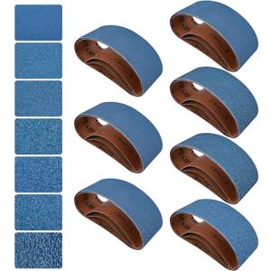 3x21 Inch Sanding Belts 21 Pcs 7 Grits Sizes (3 Each of 40/60/80/120/150/240/400 Grits) Heavy Duty Belt Sander Zirconia Belt Sander Paper for Wood, Metal, Stainless Steel, Cars, and Furniture