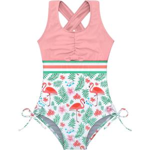 BFUSTYLE Girls One Piece Swimsuit Cute Striped Bathing Suit Hawaii Swimwear 6-17 Years