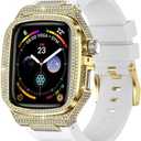 Bling Diamond Case with Band for Apple Watch 42mm, Compatible with Iwatch Series 11 10 9 8 7 6 5 4 SE3 2 1, Gold Case and Correa Para Apple Watch, Luxury Apple Watch Band for Man