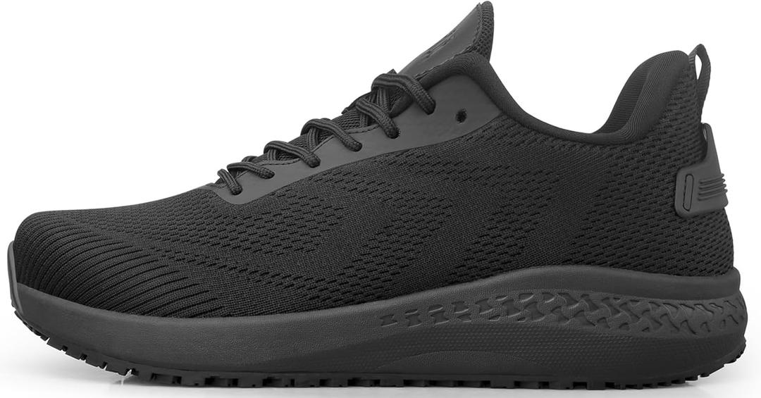 2 x Non Slip Shoes for Men Food Service Slip Resistant Work Shoe Mens in Restaurant Kitchen Chef Slip On Walking Sneakers Breathable Lightweight (Black)