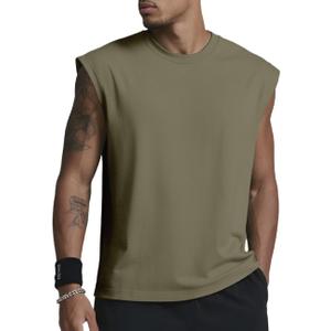 Mens Gym Tank Tops Sleeveless Shirts Cut Off Quick Dry Muscle Shirt Running Beach Loose Fit Tee (XXL)