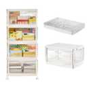 4 Tier Clear Storage Bins with Lids Stackable Plastic Bins with Wheels for Closet Bedroom Living Room
