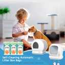 2 x 60 Count Cat Litter Box Liners Bag Compatible with Meo Want Self-cleaning Cat Litter Box MW-SC01 MW-SC02 MW-LR01, Leak-Proof Drawstring Bags - Heavy Duty Replacement Liners 18" x 12.6"