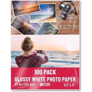Better Office Products Glossy Photo Paper, 8.5 x 11 Inch, 100 Sheets, 200 gsm/53LBS, Letter Size, 100-Count Pack