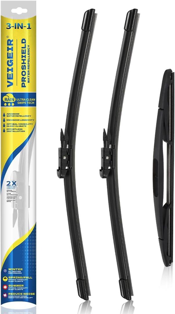 3 Pack Windshield Wiper Blades Compatible with Ford Escape 2008 2009 2010 2011 2012 Original Factory Quality Front Rear Wipers Blade Set for My Car - 20" 20" 12"