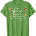Womens Bee Happy Kind Brave Humble Smart Positive Bumblebee Womens V-Neck T-Shirt Green L