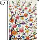 2 x Heyfibro Spring Summer Garden Flag 12x18 Double Sided Burlap, Colorful Flower Tree & Floral Yard Banner for Rustic Seasonal Outside Outdoor Decoration (ONLY FLAG)