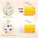 6-20P Replacement Plug and 6-20R Replacement Connector 5 Set, 20 Amp 250 Volt Extension Cord Ends, 2 Pole, 3 Wire Grounding, Industrial Grade, Heavy Duty, ETL Listed