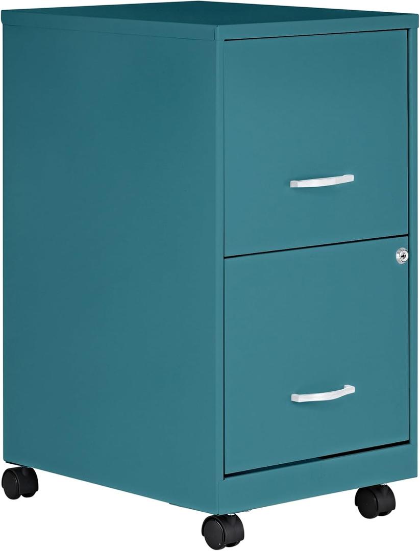 Lorell LYS SOHO File/File Mobile Cabinet, Teal, 2-Drawer