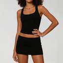Fold Over Mini Skirts for Women Y2k Low Rise Bodycon Sweat Short Skirt Cute Going Out Micro Mini Skirt Streetwear (Black) Medium