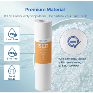 5 Micron PP Sediment Water Filter Cartridge 10" x 2.5" Whole House Replacement Compatible with All Standard 10-Inch RO and Well Water Filter Systems, HF-150A, WH-S200-C, AP11T, 5 Pack