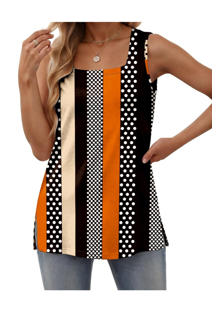Zeagoo Tank Tops for Women 2025 Summer Square Neck Loose Fit Side Split Casual Flowy Sleeveless Shirts S-XXL