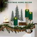 VEEKI Flameless Candles Light, Set of 2 6"x3" Flickering Christmas Flameless Candles with Remote & Timer, Dimmable Real Wax Pillar Candles Battery Operated, Green Candles for Home Xmas Decor (Green)