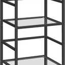 HOOBRO 3-Tier Bookcase, Tempered Glass Bookshelves, Record Storage Rack with Side Fence, Storage Shelves for Bathroom, Slim Shelving Unit for Living Room, Home Office, Black BK81CJ01