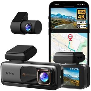 4K Dash Cam Front and Rear, 170 Ultra Wide Dashcam with ADAS, Night Vision, 24/7 Parking Mode, Sony IMX415 Sensor, WDR, Free 64GB SD Card, 5G/2.4G WiFi, Built-in GPS, Loop Recording (silver)