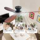 60 Inch Flush Mount Ceiling Fan No Light with Remote, Black and Walnut